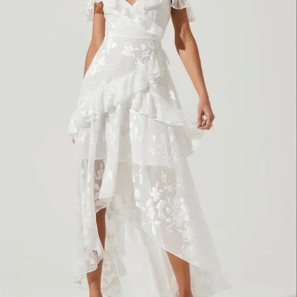 ASTR Pemberley Floral High Low Dress In White Size Small Midi - WORN ONCE - Picture 1 of 4